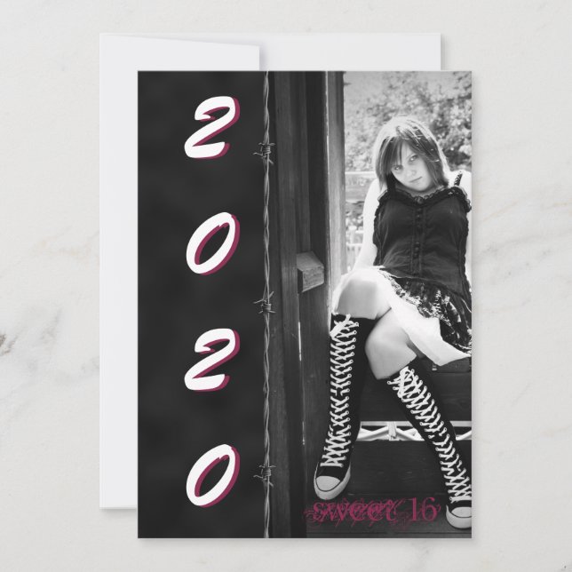 Barbed but Sweet 16 party invitation (Front)