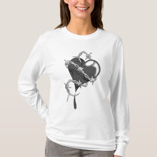 barbed heart ladies AA hoody long sleeve fitted