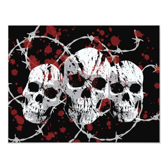Barbed Skull Custom Party Invitations