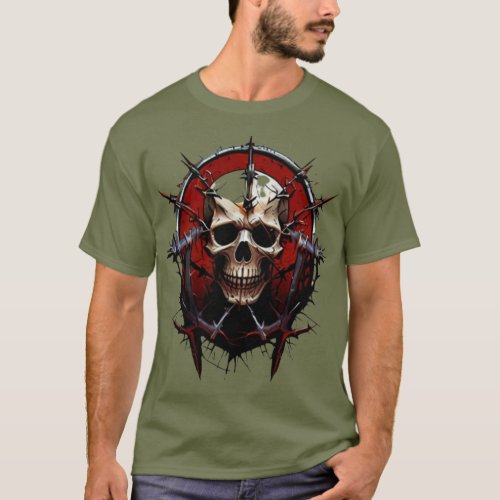  Barbed Skull Death Metal T_Shirt  Hardcore Grap