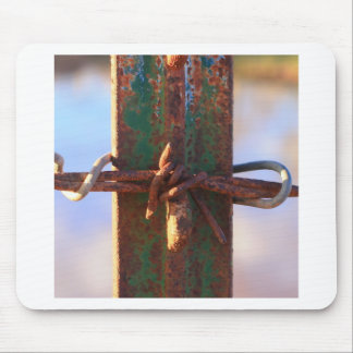 Barbed Wire and Rust Cross Mouse Pad