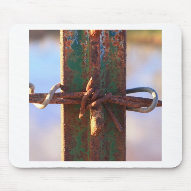 Barbed Wire and Rust Cross Mouse Pad (Front)