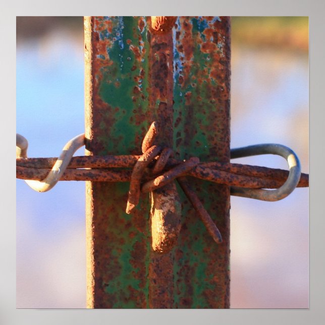 Barbed Wire and Rust Cross Poster (Front)