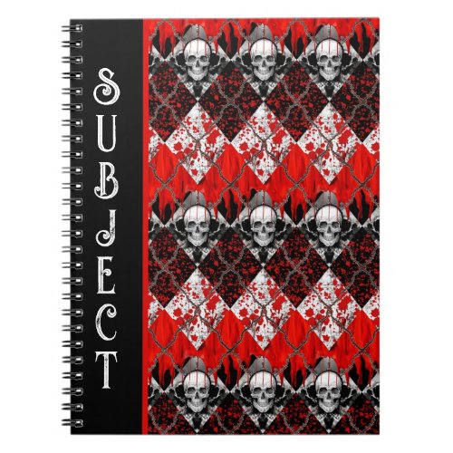 Barbed Wire Argyle Blood Spatter Red Black White Notebook