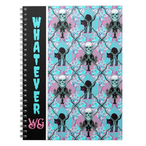 Barbed Wire Argyle Pink and Turquoise Whimsigothic Notebook