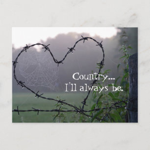 Barbed Wire Country Heart Postcard