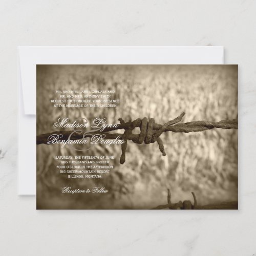 Barbed Wire Country Western Wedding Invitations