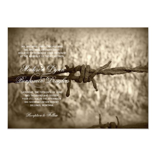 Barbed Wire Country Western Wedding Invitations Zazzle Com