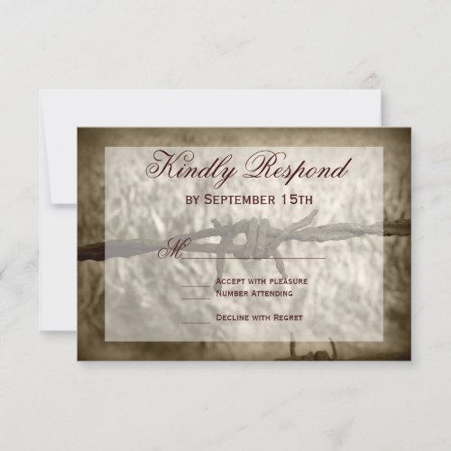 Barbed Wire Country Western Wedding RSVP Cards