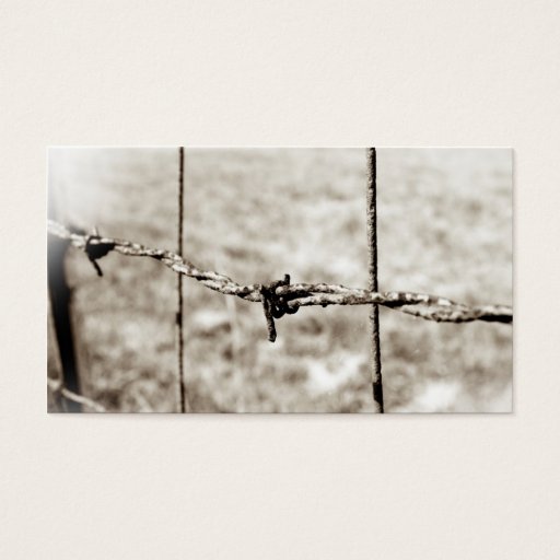 Customizable Barbed Wire Fencing (Sepia) Business Card Template