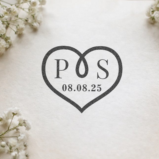 Barbed Wire Frame Heart Wedding Initial Monogram Rubber Stamp (Creator Uploaded)