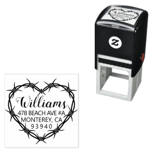 Barbed Wire Frame Heart Wedding Return Address Self-inking Stamp