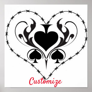Barbed Wire Heart Black Spades Thunder_Cove Poster