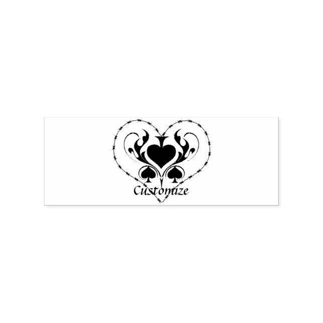 Barbed Wire Heart Black Spades Thunder_Cove  Rubber Stamp (Imprint)