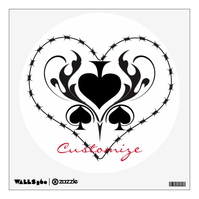Barbed Wire Heart Black Spades Thunder_Cove Wall Decal (Front)