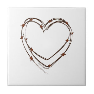 Barbed Wire Heart Ceramic Tile