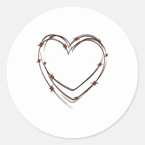 Barbed Wire Heart Classic Round Sticker
