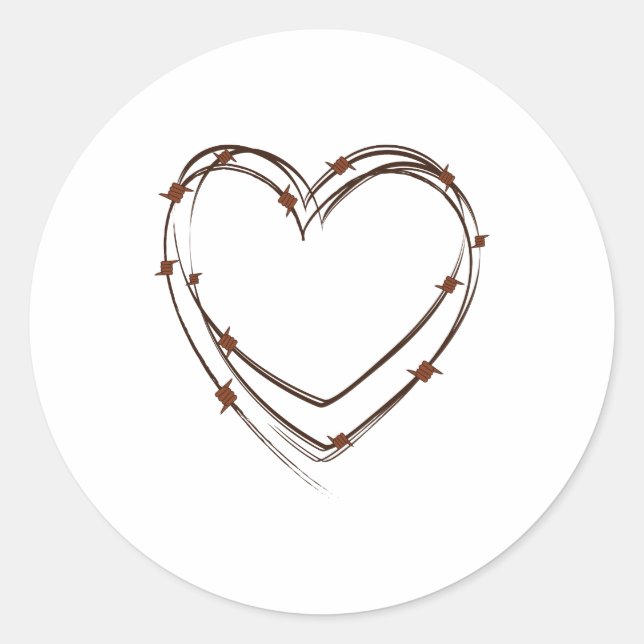 Barbed Wire Heart Classic Round Sticker (Front)