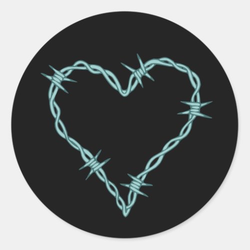 Barbed Wire Heart Classic Round Sticker