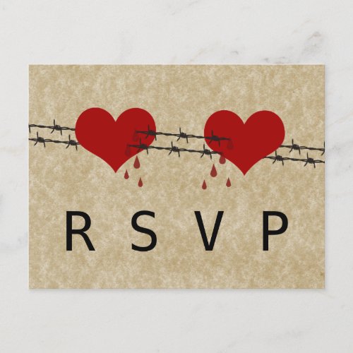 Barbed Wire Hearts Tattoo RSVP Postcard