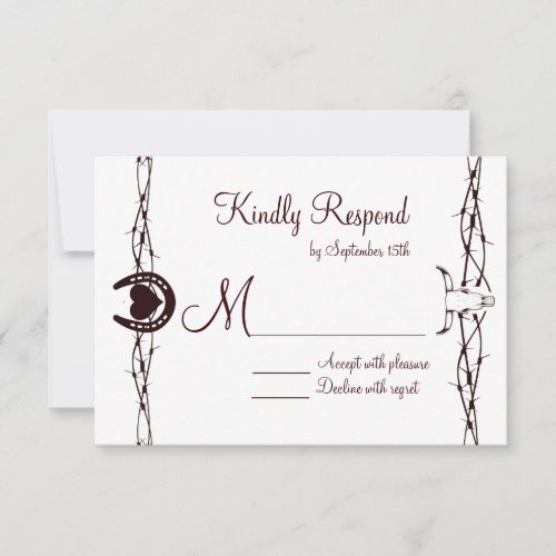 Barbed Wire Horseshoe Country Western RSVP Cards