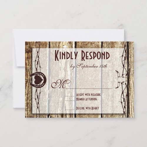 Barbed Wire Horseshoe Country Western RSVP Cards