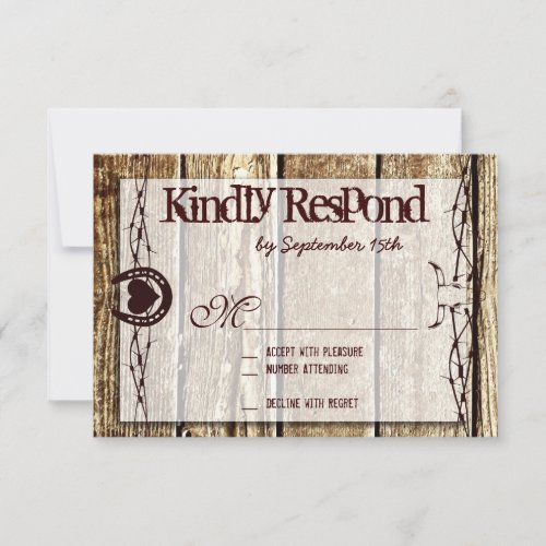 Barbed Wire Horseshoe Country Western RSVP Cards