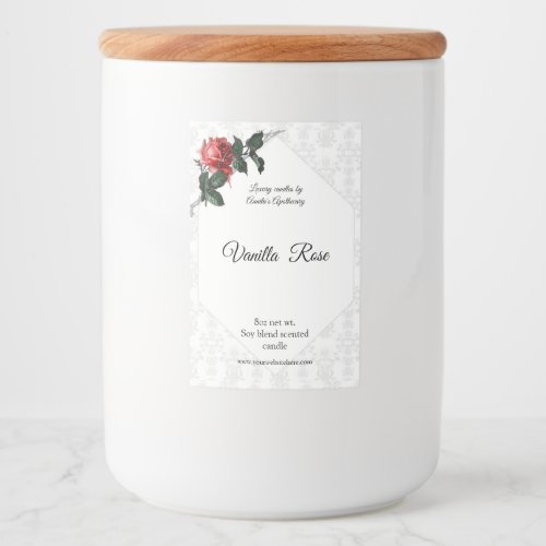 Barbed Wire Rose Damask Scented Candle Label