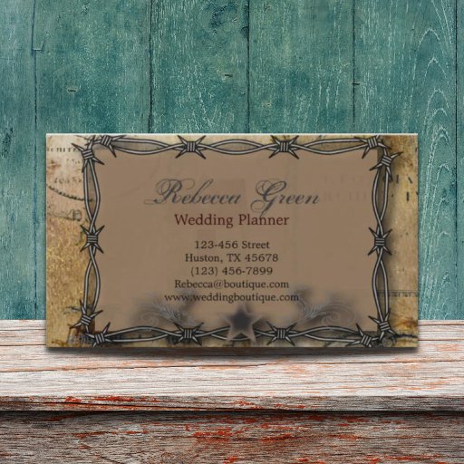 Customizable Rustic barbed wire Western Country fashion Business Card Template