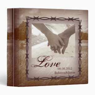 barbed wire western country wedding 3 ring binder