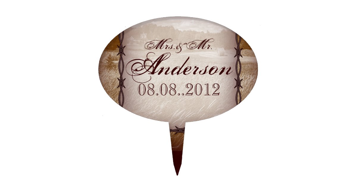 barbed wire western country wedding cake topper | Zazzle