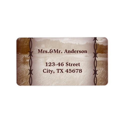 barbed wire western country wedding label