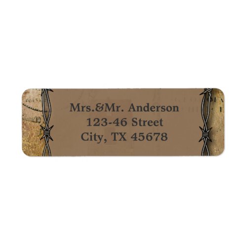 barbed wire western country wedding label