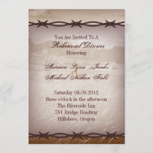 barbed wire western wedding rehearsal dinner invitation