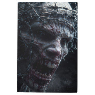 Barbed Wire Zombie: Screaming Horror Metal Print