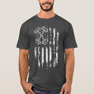 Barbell American Flag Workout Gym  T-Shirt