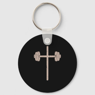 Barbell Cross Dumbbell Faith-fitness Christian Wor Keychain