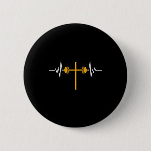 Barbell Cross Dumbbell Jesus Funny Christian Worko Button