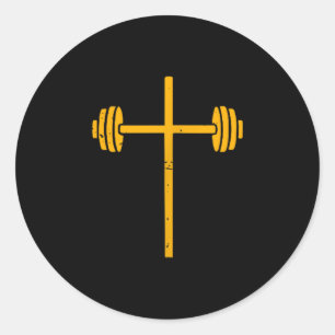 Barbell Cross Dumbbell Jesus Funny Christian Worko Classic Round Sticker