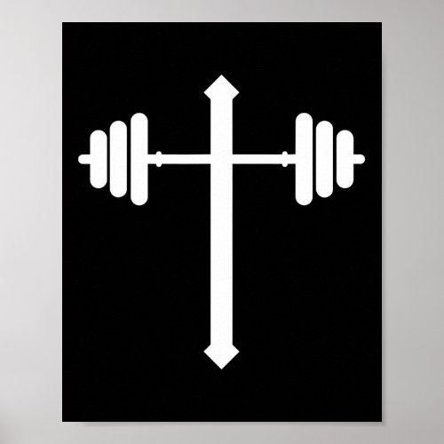 Barbell Dumbbell Cross Christian Jesus Gym Workout Poster