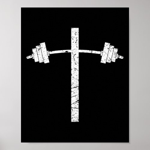 Barbell Dumbbell Cross Christian Jesus Gym Workout Poster