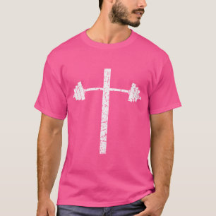 Barbell Dumbbell Cross Christian Jesus Gym Workout T-Shirt