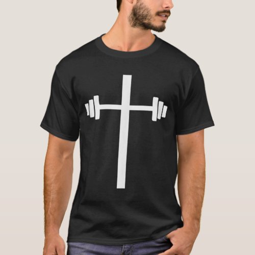 Barbell Dumbbell Cross Christian Jesus Gym Workout T_Shirt