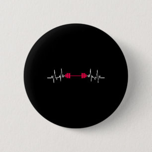Barbell Fitness Heartbeat Strength Sports Bodybuil Button