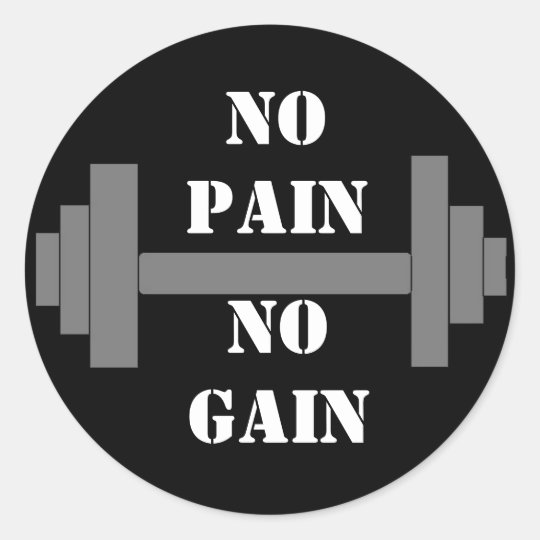 barbell NO PAIN NO GAIN Classic Round Sticker