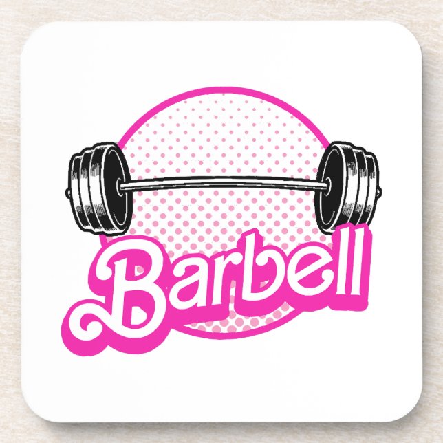Barbell - pink beverage coaster (Front)