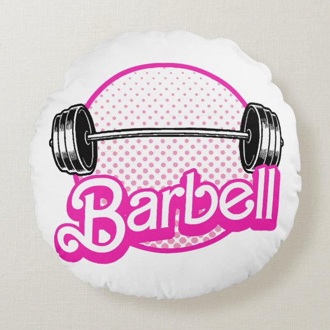 Barbell - pink round pillow (Front)