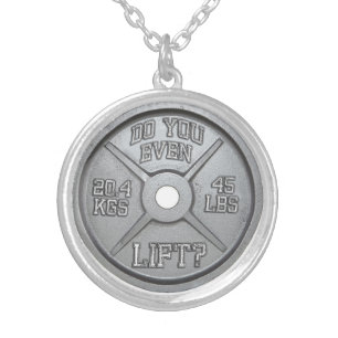 Barbell Plate Do You Even Lift Silver Plated Necklace