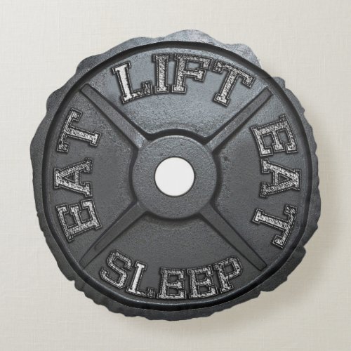 Barbell Plate _ Lift Eat Sleep Round Pillow