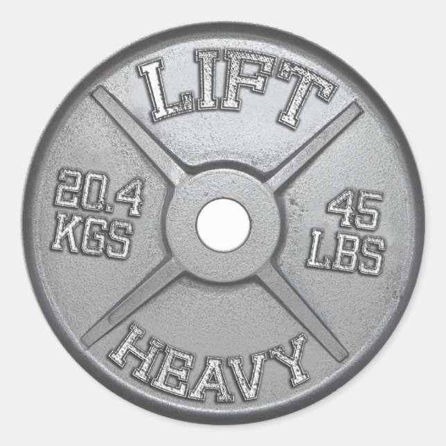 Barbell Plate - Lift Heavy Classic Round Sticker (Front)